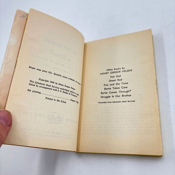 (1963) BERTIE MAKES A BREAK: HENRY G FELSEN/ Vintage PB 5th printing - Picture 6 of 6